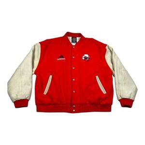 Vtg Nebraska Cornhuskers Football Adidas Team Issue Varsity Wool Jacket Size XL
